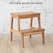 Inman Utility Two Step Stool Safety Rail Solid Oak Wood Kids Adults Grandparents Pets Ladder Anti Slip Footrest Const Step Stool Construction Bedding Oak Wood