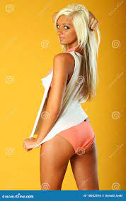 Hot blonde bikini stock photo. Image of stylish, thin 