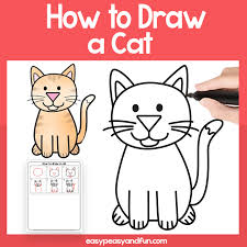 These will basically be the cats cheeks. How To Draw A Cat Step By Step Cat Drawing Instructions Cute Cartoon Cat Easy Peasy And Fun