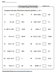 Check spelling or type a new query. Comparing Decimals Worksheets