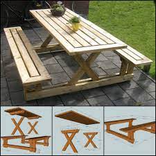 Gather With Your Family And Have A Picnic Right In Your Backyard By Making This Picnic Table Diy Picnic Table Diy Outdoor Furniture Build A Picnic Table