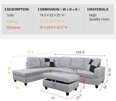 Mesmerizing thomasville sofa for awesome living. Ponliving Furniture 3 Pcpiece Sectional Sofa Couch Set L Shaped Modern Sofa With Chaise Storage Ottoman And Pillows For Living Room Furniture Right Hand Facing Sectional Sofa Set Walmart Com Walmart Com