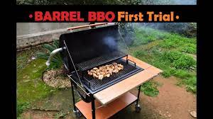Bbq Barrel First Trial Run Youtube Barrel Bbq Bbq Barrel