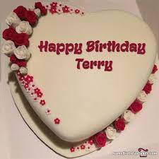 Leather effect sugar paste/ fondant covering a beautiful sponge cake, with airbrushed flame effect mouldings. Happy Birthday Terry Cakes Cards Wishes