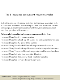 An accountant's primary duties include analyzing financial data and budget forecasts, creating balance sheets, profit and loss and taxation reports, and assisting organizations in finance management, tax strategies and effective use. Top 8 Insurance Accountant Resume Samples