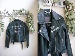 Dark Green Leather Bride Jacket Hand Painted And Personalized With Peacock Feather Las Vegas Weddin Leather Jacket Wedding Bride Jacket Painted Leather Jacket