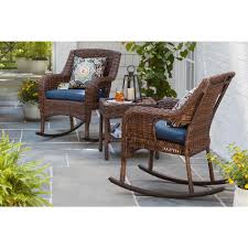 Hampton Bay Cambridge Brown Wicker Square Outdoor Side Table 65 17148b7 The Home Depot Patio Rocking Chairs Outdoor Rocking Chairs Rocking Chair Porch