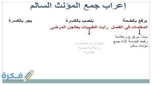 The جنس gender of a اسم noun can either be مذكر mudhakkar male or مؤنث mu'annath female. Ø´Ø±Ø­ Ø¯Ø±Ø³ Ø¬Ù…Ø¹ Ø§Ù„Ù…Ø¤Ù†Ø« Ø§Ù„Ø³Ø§Ù„Ù… Ù…ÙˆÙ‚Ø¹ ÙÙƒØ±Ø©