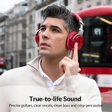 MOVSSOU E7 Bluetooth Wireless Active Noise Cancelling Headphones Red Active  Noise Cancelling Function E7 KY-red