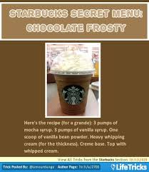 Black And White Mocha Starbucks Secret Menu Starbucks Secret Menu Chocolate Frosty Frappuccino Lifetricks Starbucks Secret Menu Chocolate Frosty Secret Menu