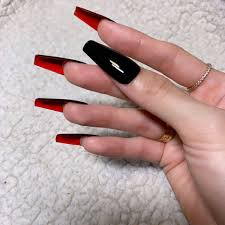 Red Bottoms In 2021 Neutral Nails Acrylic Black Halloween Nails Nails Long, thin, and with a straight tip, they're a relatively new nail shape but one that has taken the entire world by storm since kylie jenner flashed her beauties all over instagram.