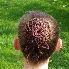 Ballerina Coffee Brown Bun Cover Crocheted Ballet Hair Bun Holder Gymnastics Snood Hair Net Flower Accessory Dance Recital Gift For Girl In 2021 Crochet Hair Accessories Hair Accessories Crochet Bun Cover