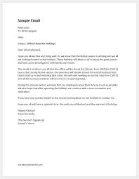 Office Closed For Holidays Email Template Word Excel Templates