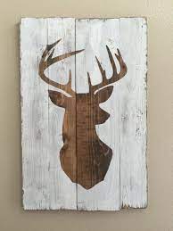 White Distressed Deer Head Silhouette Wood Sign Art Home Decor Wood Sign Art Deer Head Silhouette Deer Decor
