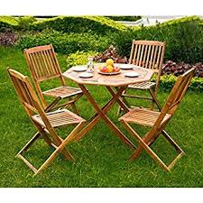 Leisure Zone Folding Patio Table Chairs 5 Piece Outdoor Indoor Garden Patio Conservatory Furniture F Outdoor Dining Set Wooden Dining Set Wooden Garden Table