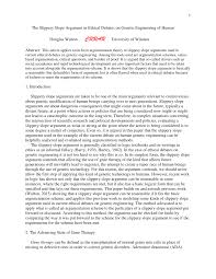 Pdf The Slippery Slope Argument In The Ethical Debate On Genetic Engineering Of Humans