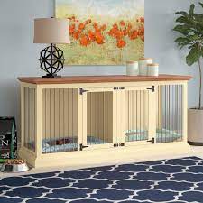 This corner crate is available in small or medium sizes, making it suitable for a range of smaller dog breeds. This Amazing Corner Credenza Also Doubles As A Pet Crate