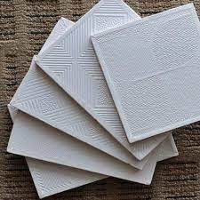 They come in white, grey, black and fissured type texture. Gypsum Vinyl Coated Ceiling Tiles Rs 45 Piece Shree Chamunda Gypsum Agency Id 17735971797