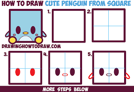 Learn how to draw a realistic emperor penguin. How To Draw Cute Kawaii Cartoon Baby Penguin From Squares With Easy Step By Step Drawing Tutorial For Kids How To Draw Step By Step Drawing Tutorials