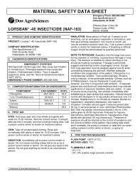 Lorsban 4e is active against various insect pests by inhalation, contact and ingestion. Material Safety Data Sheet Lorsban 4e Insecticide Naf 163