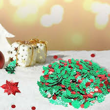 Download Holly And Berry Confetti Table Decoration Art Craft Christmas PSD Mockup Templates