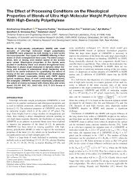 The Effect of Processing Conditions