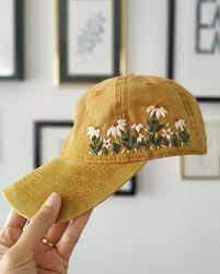 Hand Embroidered Hat Embroidered Baseball Cap Floral Embroidery Cap In 2021 Embroidered Baseball Caps Hand Embroidered Felt Embroidery