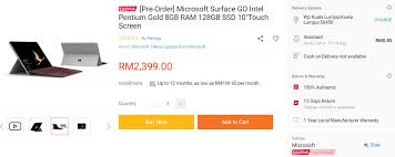You can spend $549 to double the ram to 8gb and storage to 128gb. Microsoft Surface Go Up For Pre Order In Malaysia Prices Start From Only Rm1 749 Lowyat Net