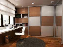 Simple But Modern Study Room With Brown And White Tile Sliding Door And Big Mirror Kbhome Study Room Design Modern Study Modern Study Rooms