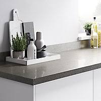 Oak provides the icing on the cake of your bespoke handmade shaker kitchen and uniquely, oak grows. Goodhome 38mm Berberis Gloss Grey Glitter Effect Laminate Particle Board Square Edge Kitchen Worktop L 3000mm Diy At B Q