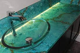 The best bathroom countertop surfaces, in my humble opinion. Custom Made Thick Glass Kitchen And Bathroom Solid Glass Countertops