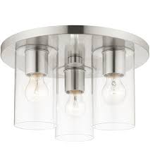 Livex Lighting 45472 91 Zurich 3 Light 14 Inch Brushed Nickel Flush Mount Ceiling Light