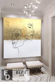 Extra Large Art Line Art White Paintings On Canvas Gold Etsy In 2021 Minimalist Painting Art Painting Diy Canvas Art