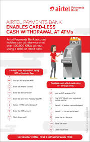 Credit card cash advances may be convenient, but they are costly and starkly different from a regular credit card transaction or a traditional cash withdrawal you would make with a debit card. Airtel Payments Bank Enables Card Less Cash Withdrawal At Atms Theinspirespy