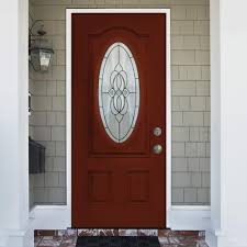 Steves Sons 36 In X 79 In Classic Lynx Decorative 3 4 Oval Lh Inswing Primed Tan Textured Fiberglass Front Door Slab Eotfg 3680 Pr 4lhi The Home Depot Fiberglass Front Door Entry Door