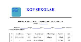 Contoh tabel inventaris aset masjid atau musholla menggunakan microsoft excel tutup kurung. Contoh Format Penghapusan Barang Inventaris Sekolah