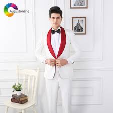 Traditional attire of bright green, yellow, blue or even red colour will look elegant. White Red Shawl Lapel Men Suits For Wedding Suits Groom Blazer Slim Fit Casual Prom Tailor Made Tuxedo Best Man 2 Pieces Costume Suits Aliexpress