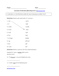 Synonyms Worksheet Matching Ela Literacy L 7 5b Language Worksheet Synonym Worksheet Antonyms Worksheet Language Worksheets