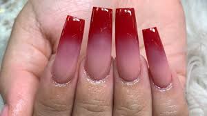 Dab the sponge onto all the nails till you can see an ombre effect. Long Red Ombre Tapered Squared Acrylic Nails Youtube