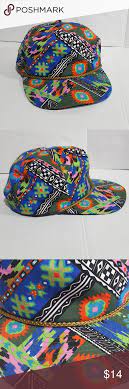 Vintage Nissin Cap Funky Pattern Snapback Hat Funky Pattern Snapback Hats Funky