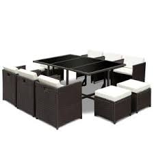 Casainc Brown 11 Piece Wicker Rectangle 28 In H Outdoor Dining Set With Cushionguard White Foam Cushions Wfhw52190 The Home Depot In 2020 Patio Dining Furniture Dining Furniture Sets Outdoor Dining Set