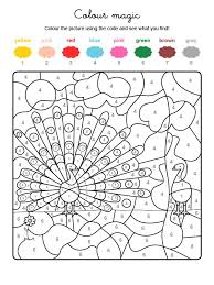 соедини точки рисунки по точкам для детей 6 7 лет распечатать Colour By Numbers Un Pavo Real Coloriage Coloriage Magique Coloriage Educatif