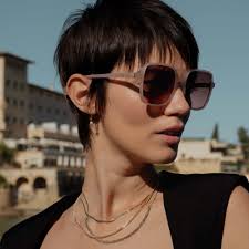 La Villette Rene rosa suave óculos de sol quadrados com rosa lentes