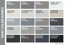 Shades Of Grey Color Chart Gray Color Names Fifty Shades Of