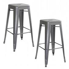 Amerihome Loft Metal 30 Bar Stool Silver Set Of 2 Walmart Com Bar Stools Metal Bar Stools Metal Bar