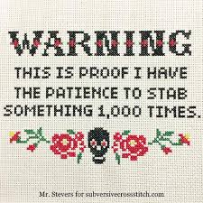 You can download as much as you like and enjoy the fun of cross stitching to the full. Supplies For Warning Pdf Pattern Subversive Cross Stitch
