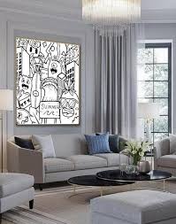 Bedroom Black And White Graffiti Wall Art Black And White Graffiti Style Wall Art For Living Room Etsy Oversized Wall Art Black And White Graffiti Living Room Art
