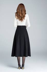 Black A Line Midi Skirt A Line Midi Skirt Midi Wool Skirt Wool Skirt Woman Skirt Black Winter Skirt Fitted Skirt Handmade Skirt Warm Winter Skirt 1636 Handmade Skirts Wool Skirts Winter Skirt