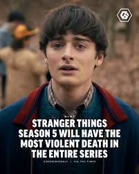 According to The Times, The Duffer Brothers have revealed that Stranger  Things Season 5 will have the most violent character death in the entire  series. "I would say season five is not