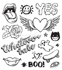 A Set Of Retro Grunge Doodles Vector Illustration Grunge Doodles Tattoo Flash Art Doodle Tattoo